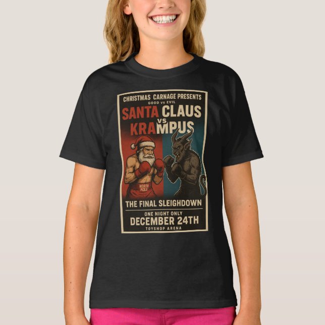 Santa vs Krampus Fight Night Christmas Shirt – Dar (Front)