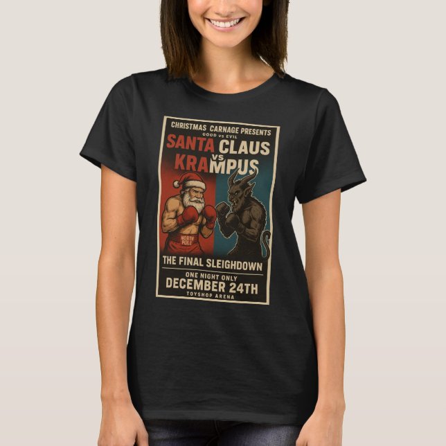 Santa vs Krampus Fight Night Christmas Shirt – Dar (Front)