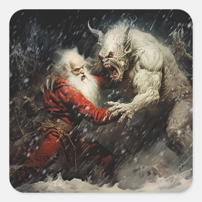 Santa VS Krampus Square Sticker (Front)