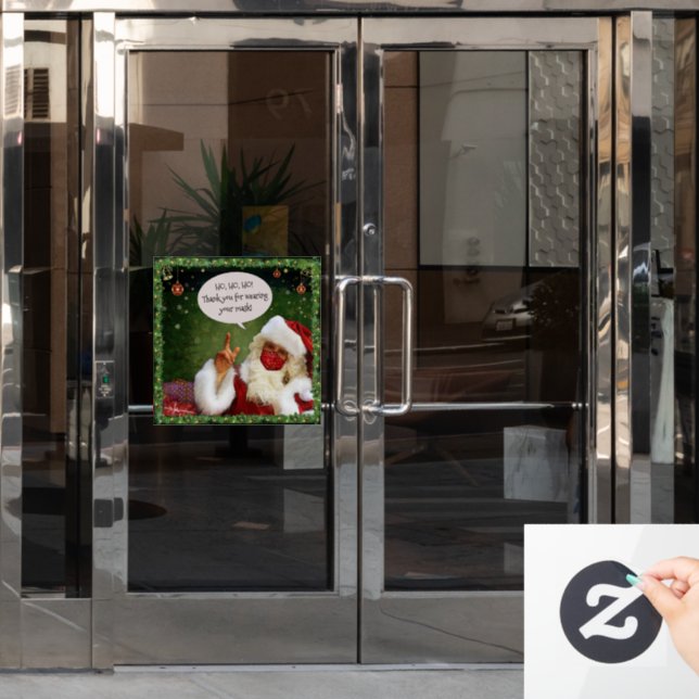 Santa w/Mask (customizable)  Window Cling (Office Door)