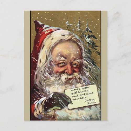 Santa wants a beer holiday postcard