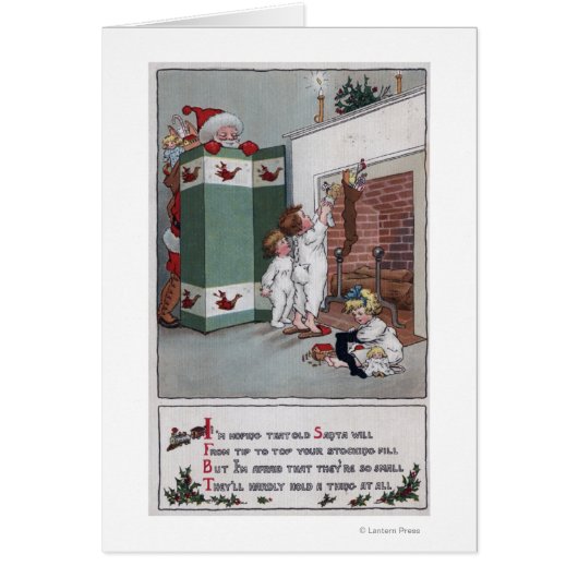 Santa Watching from behind screen Cards (Front)