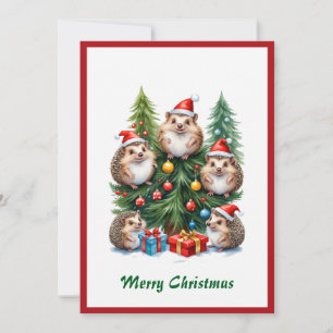 Santa Watercolor Funny Cute Animal Holiday Card