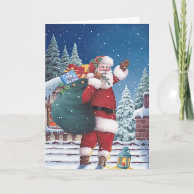 Santa waving good bye holiday card (Front)