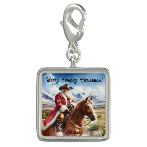  Santa Wearing Cowboys Hat Charm