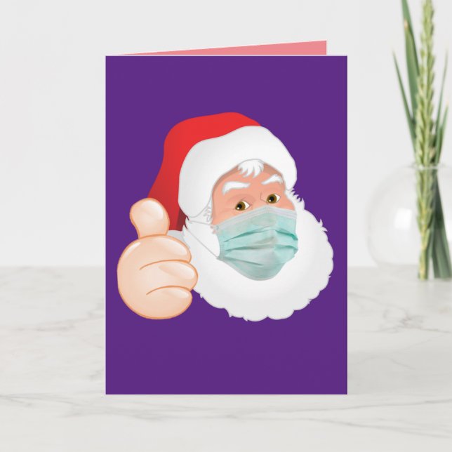 SANTA WEARING FACEMASK PANDEMIC CHRISTMAS CARDS (Front)