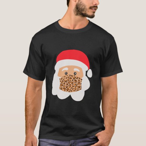Santa Wearing Mask Santa Quarantine Christmas Leop T_Shirt