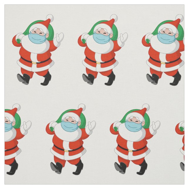 Santa wearing medical mask fabric (Swatch)