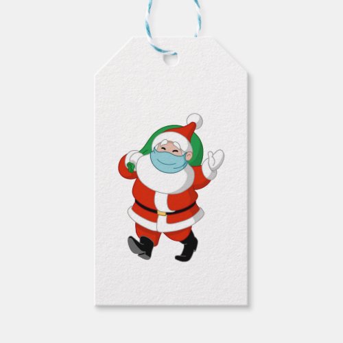 Santa wearing medical mask gift tags