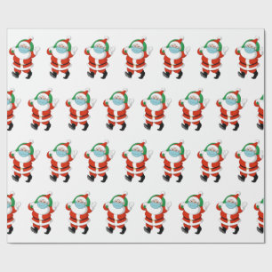 Santa wearing medical mask wrapping paper
