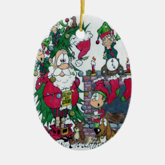 Santa were on strike!!! ceramic ornament