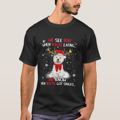 Santa Westie Reindeer Light Christmas Pajama  T_Shirt