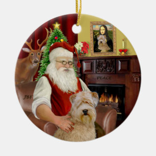 Santa-Wheaten Terrier Ceramic Ornament