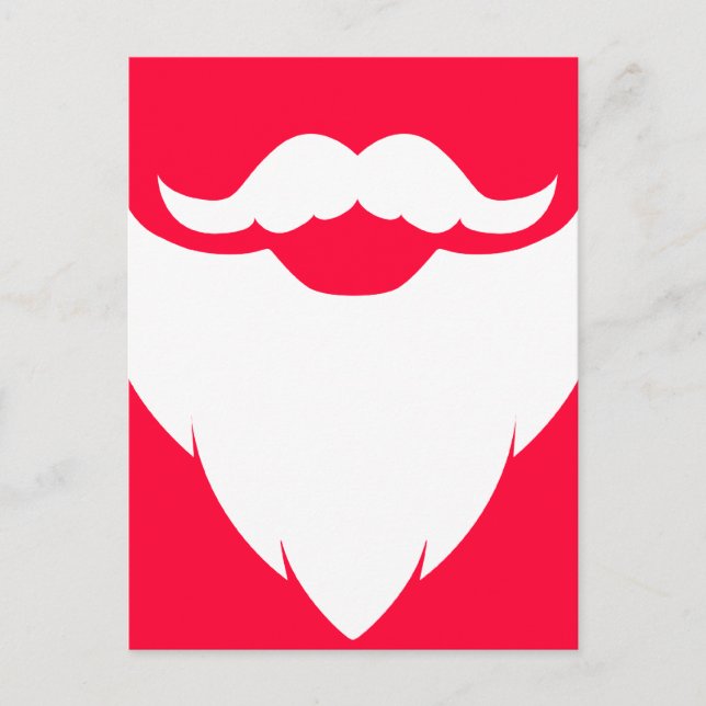 Santa white beard and mustache red white postcard (Front)
