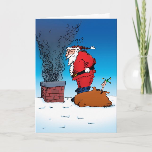Santa Whiz Funny Cartoon Holiday Card (Front)