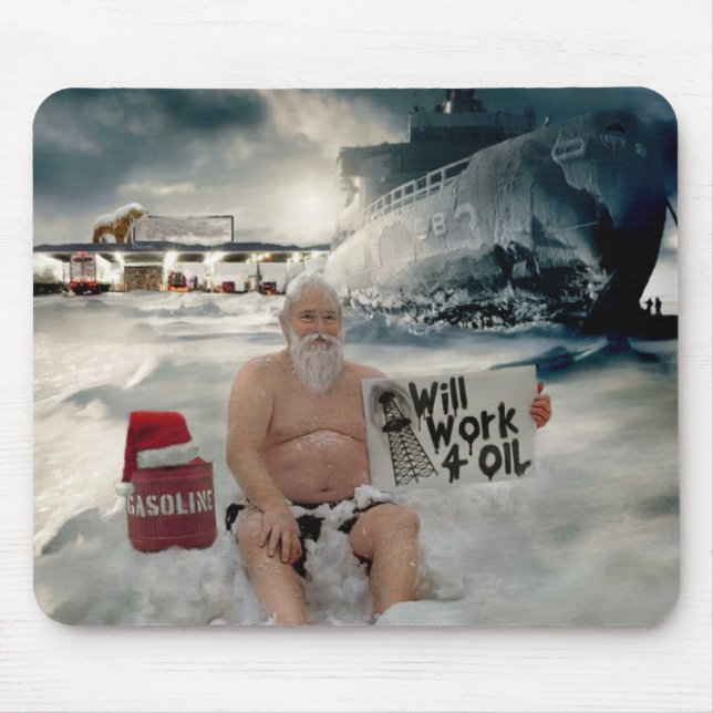 Santa Will Work for Oil Mouse Pad (Front)