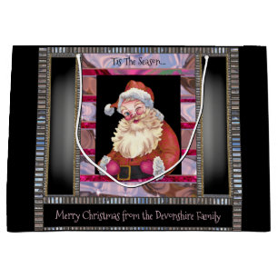 Santa Wink Elegant Christmas Large Gift Bag