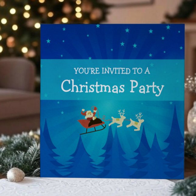 Santa Winter Scene Christmas Party Invite (Santa Winter Scene Christmas Party Invite)