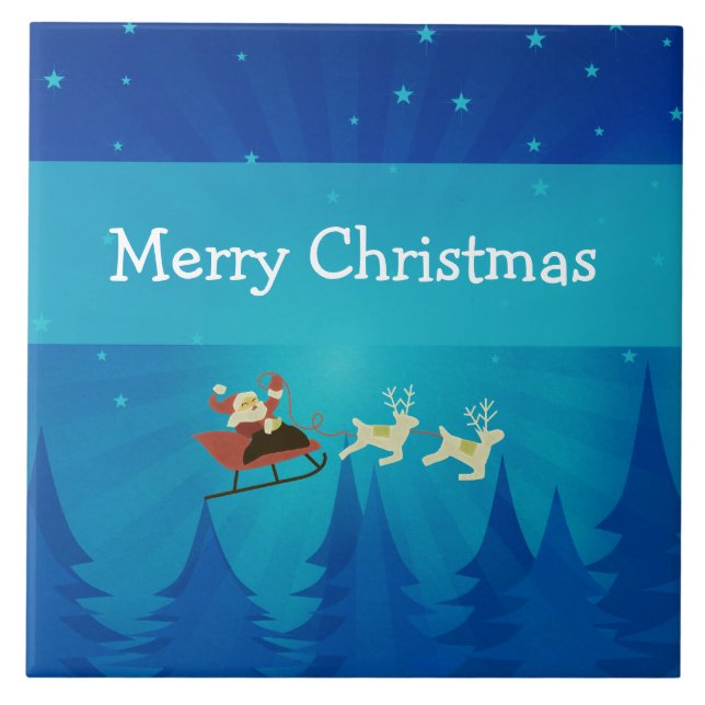 Santa Winter Scene Decorative Tile (Front)
