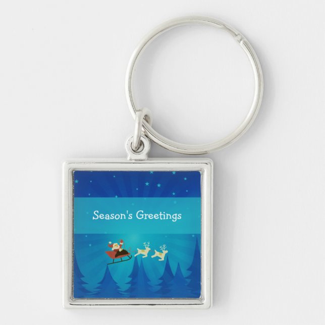 Santa Winter Scene Premium Keychain (Front)