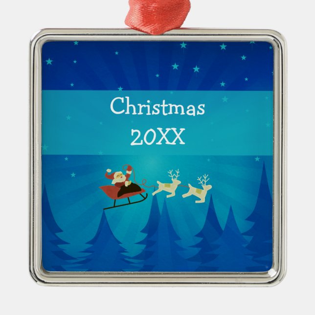 Santa Winter Scene Premium Ornament (Front)