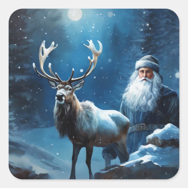 Santa Winterland Magic Square Sticker (Front)