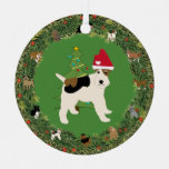 Santa Wire Fox Terrier Metal Ornament