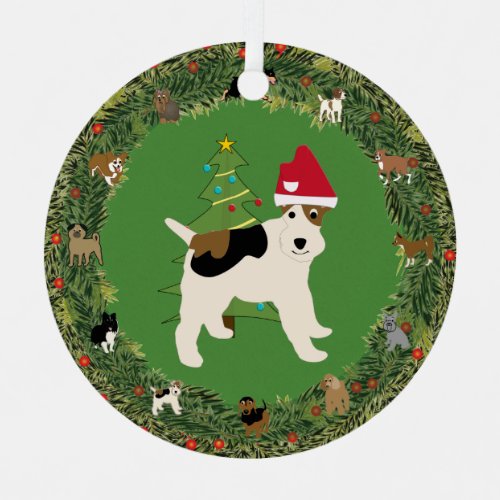 Santa Wire Fox Terrier Metal Ornament
