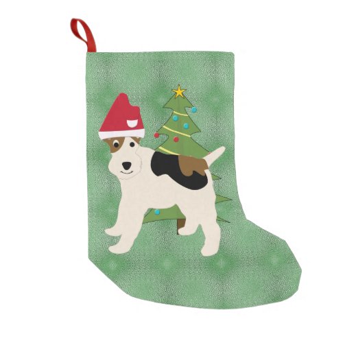 Santa Wire Fox Terrier Small Christmas Stocking