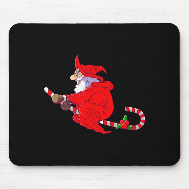 Santa Witch Candy Cane Christmas Santa Hat Funny C Mouse Pad (Front)