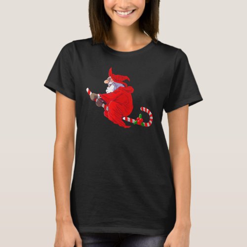 Santa Witch Candy Cane Christmas Witch Santa Hat T_Shirt