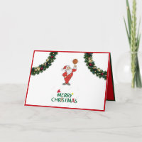 Santa with a Basketball Christmas Card