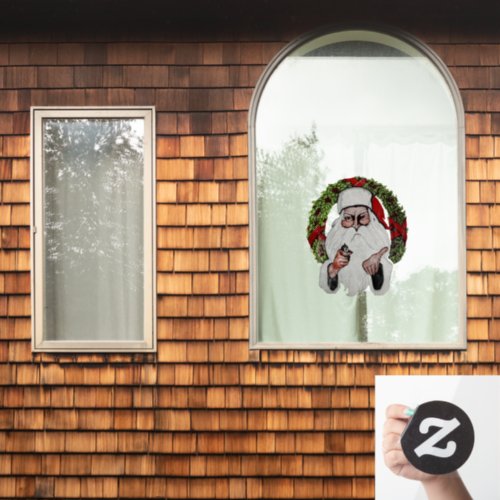Santa with a Gun Window Cling
