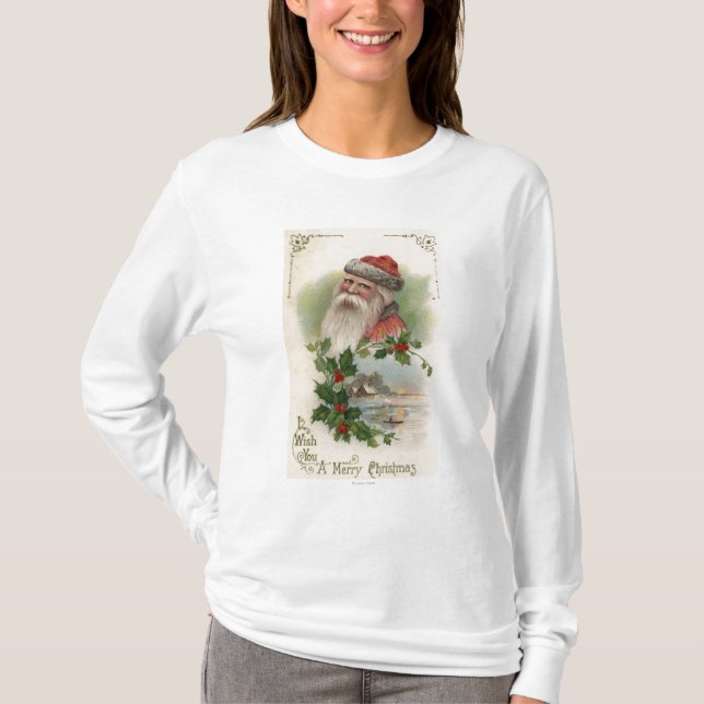 Santa with a Lake Scene T-Shirt (Front)