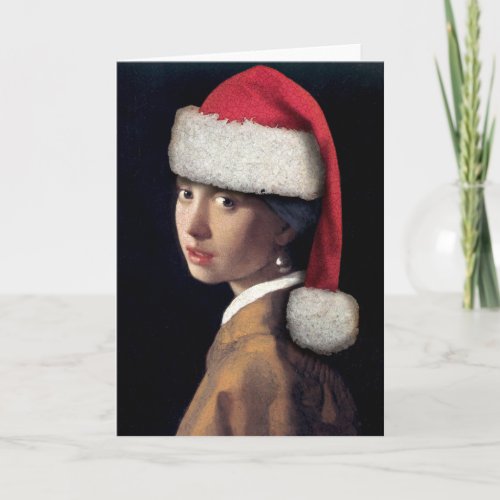 Santa with a Pearl Earring Greeting Card