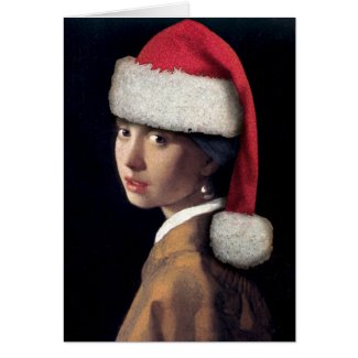 Santa with a Pearl Earring Greeting Card