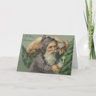 Santa with a Sack Christmas Card