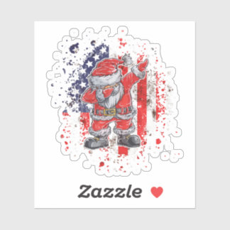 Santa With American Flag Sticker