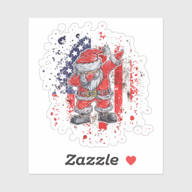 Santa With American Flag Sticker (Sheet)