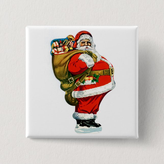 Santa with Bag of Toys Button (Front)