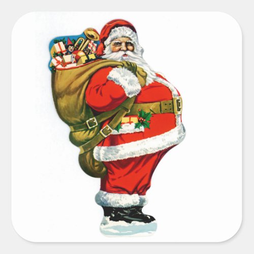 Santa with Bag of Toys Square Sticker