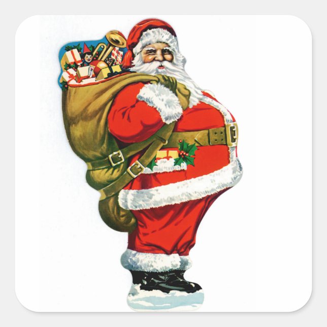 Santa with Bag of Toys Square Sticker (Front)