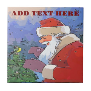 Santa with Bird Ceramic Tile