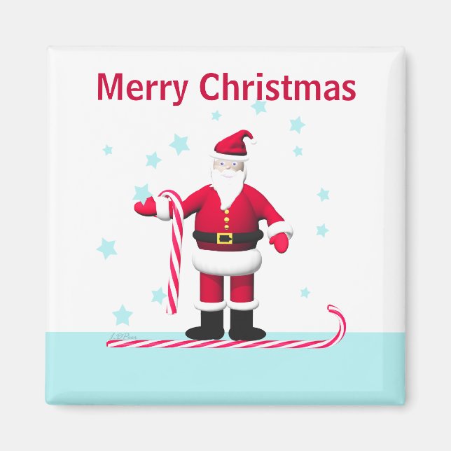 Santa with Candy Canes and Stars Magnet (Front)