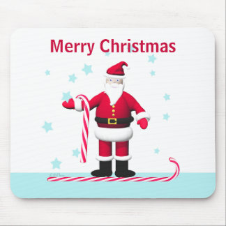 Santa with Candy Canes and Stars Mouse Pad