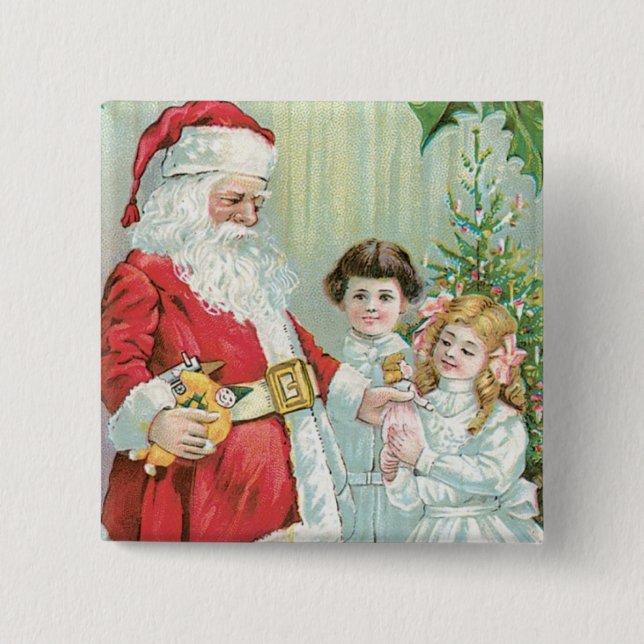 Santa With Children Button (Front)