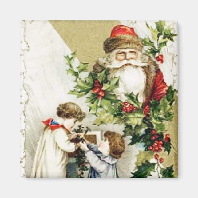 Santa With Children Vintage Magnet (Front)