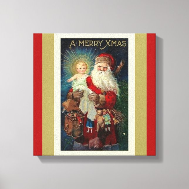 Santa with Christ Child Toys St. Nicholas Canvas Print (Front)