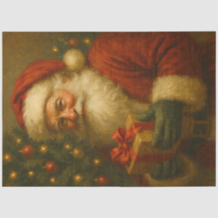 Santa With Christmas Gift Decoupage Tissue Paper