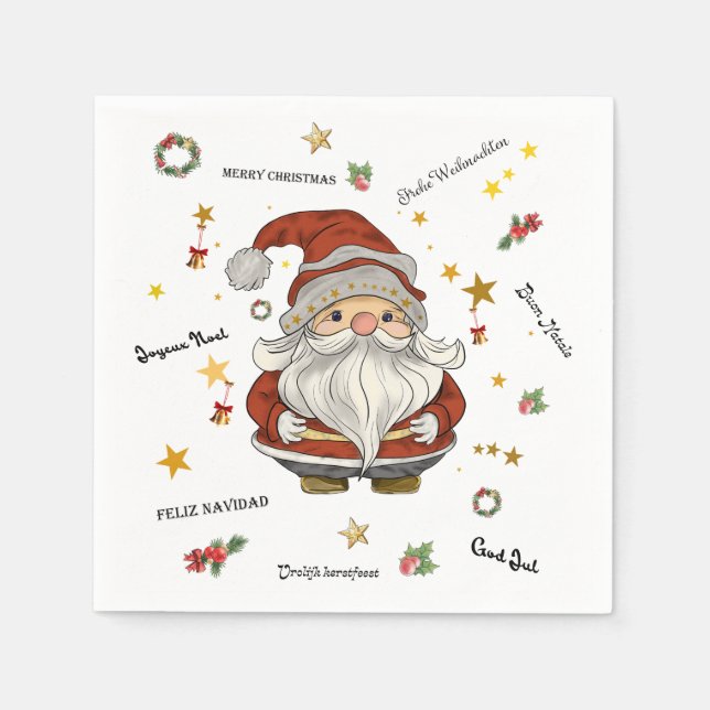 Santa with Christmas greetings Napkins (Front)